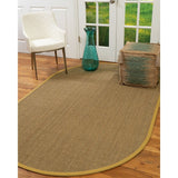 Natural Area Rugs, 100% Natural Fiber Handmade Hamptons, Beige Seagrass Oval Rug (6'X9'), Tan Border - 6' x 9' Oval