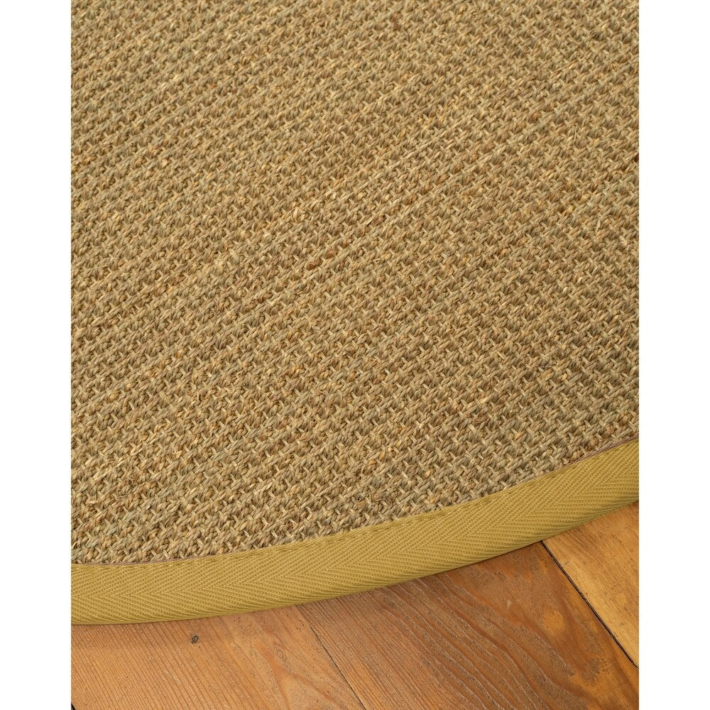 Natural Area Rugs, 100% Natural Fiber Handmade Hamptons, Beige Seagrass Oval Rug (6'X9'), Tan Border - 6' x 9' Oval
