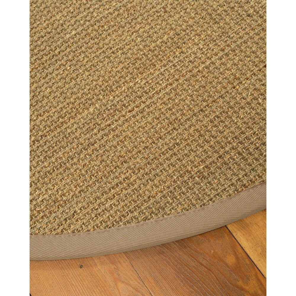 Natural Area Rugs, 100% Natural Fiber Handmade Hamptons, Beige Seagrass Oval Rug (6'X9'), Wheat Border - 6' x 9' Oval