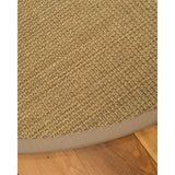 Natural Area Rugs, 100% Natural Fiber Handmade Hamptons, Beige Seagrass Oval Rug (6'X9'), Wheat Border - 6' x 9' Oval