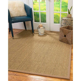 Natural Area Rugs, 100% Natural Fiber Handmade Hamptons, Natural Seagrass Rug 8' Square, Wheat Border - 8' x 8' Square