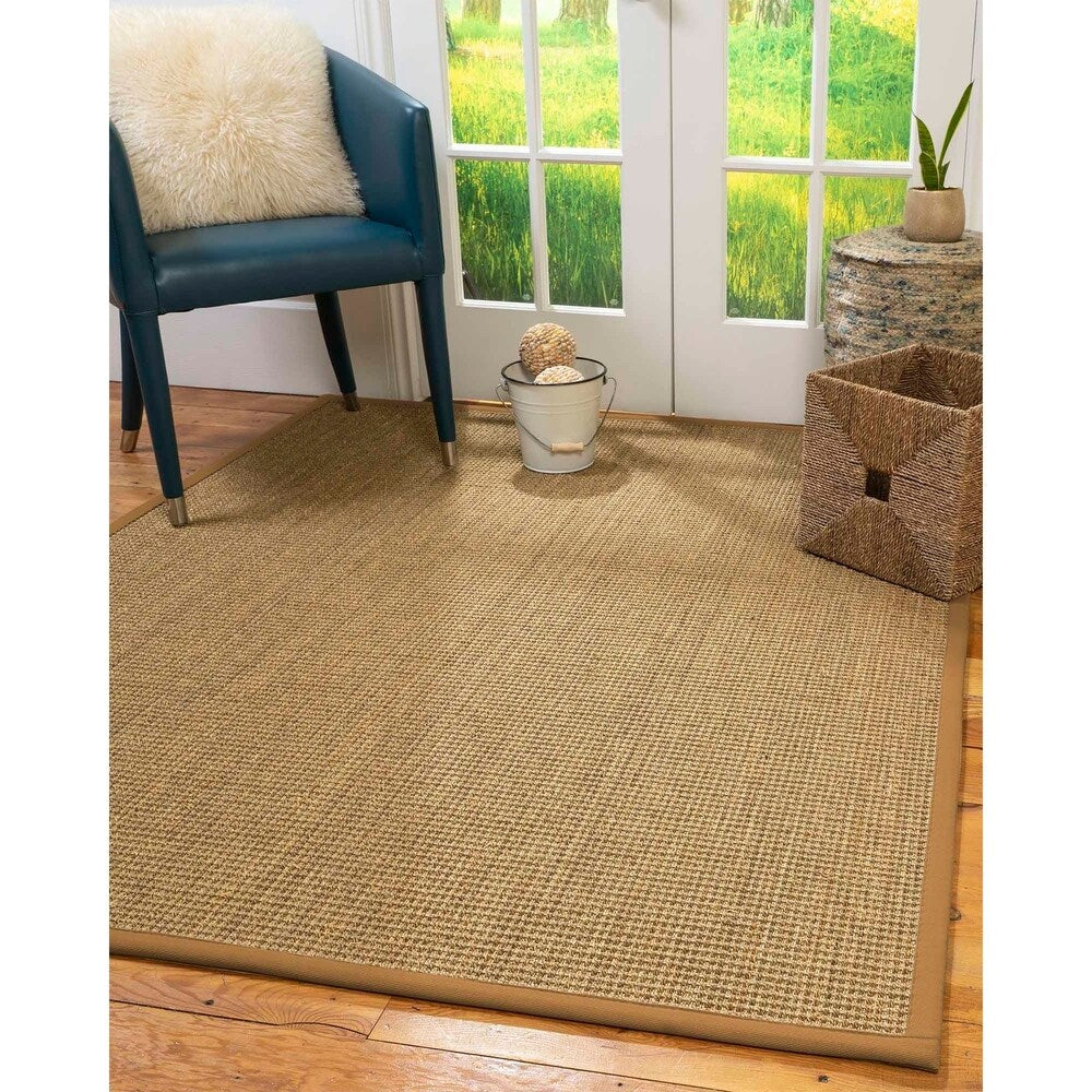 Natural Area Rugs 100%, Natural Fiber Handmade Hamptons, Natural Seagrass Rug, Doe Border - 10' x 14'