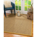 Natural Area Rugs 100%, Natural Fiber Handmade Hamptons, Natural Seagrass Rug, Tan Border - 12' x 15'