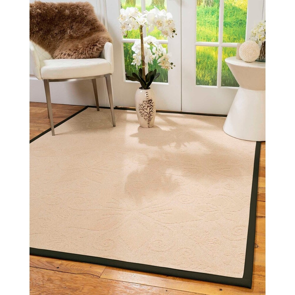 Natural Area Rugs 100%, Natural Fiber Handmade Hermosa, Beige Wool Rug, Moss Border - 12' x 15'