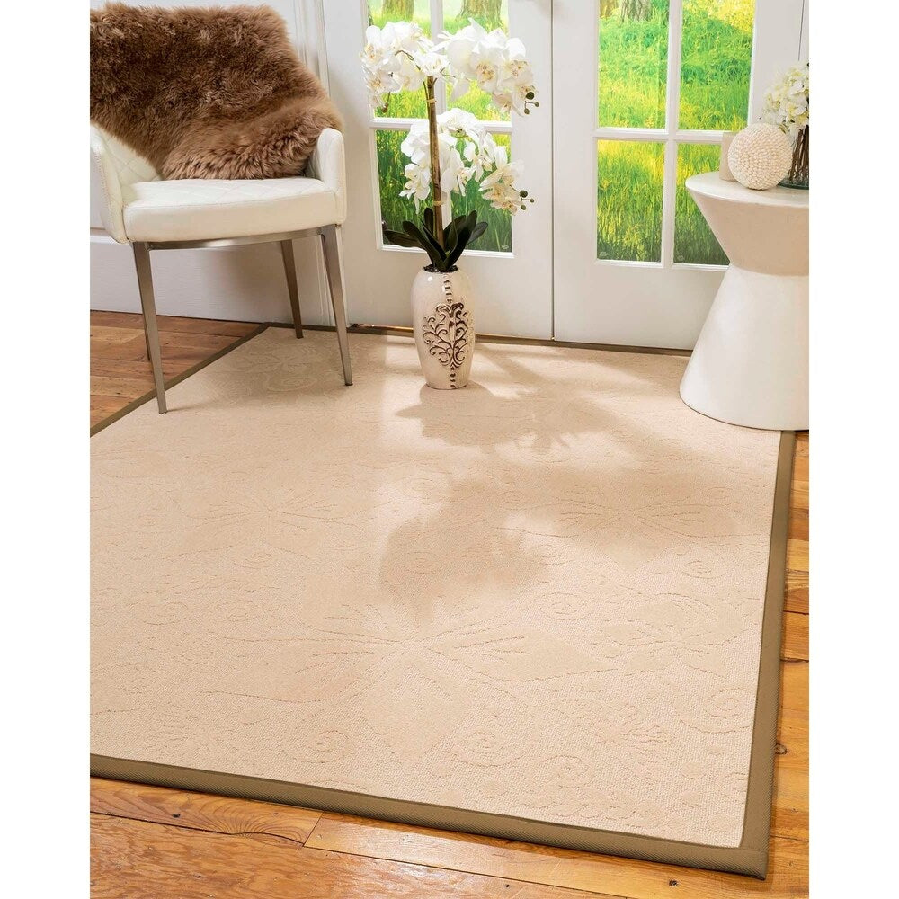 Natural Area Rugs 100%, Natural Fiber Handmade Hermosa, Beige Wool Rug, Squirrel Border - 9' x 12'