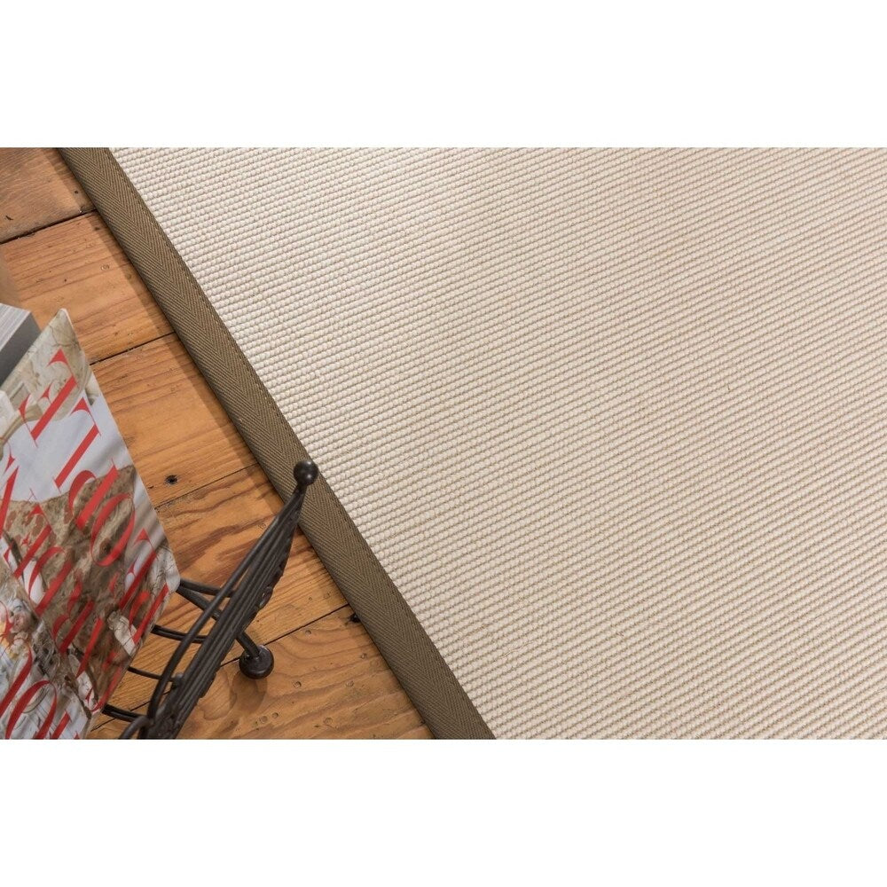 Natural Area Rugs 100%, Natural Fiber Handmade Icon, White Wool/Sisal Rug, Fossil Border - 6' x 9'