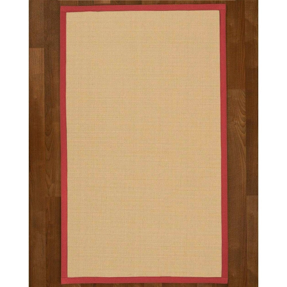 Natural Area Rugs 100%, Natural Fiber Handmade Icon, White Wool/Sisal Rug, Red Border - 2' x 3'