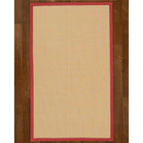 Natural Area Rugs 100%, Natural Fiber Handmade Icon, White Wool/Sisal Rug, Red Border - 2' x 3'