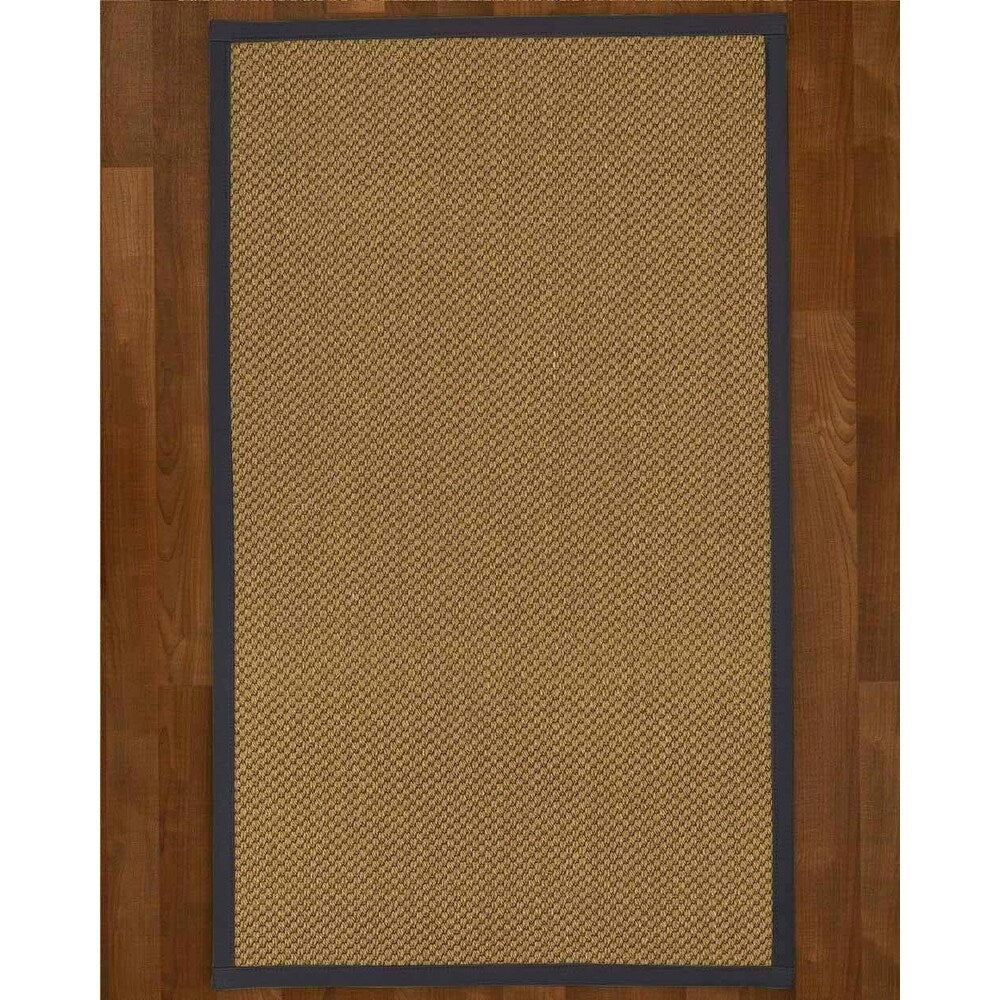 Natural Area Rugs, 100% Natural Fiber Handmade Kansas, Grey Sisal Rug 10' Square, Midnight Blue Border - 10' x 10'