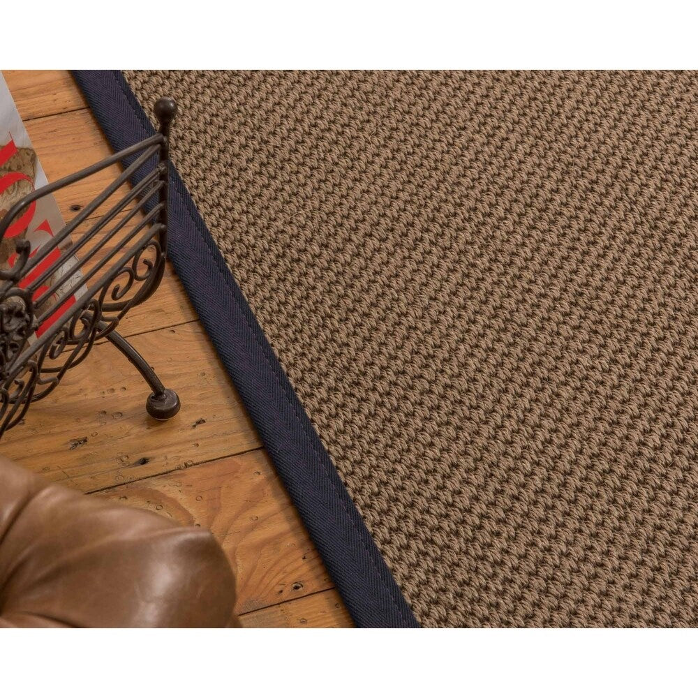 Natural Area Rugs, 100% Natural Fiber Handmade Kansas, Grey Sisal Rug 10' Square, Midnight Blue Border - 10' x 10'
