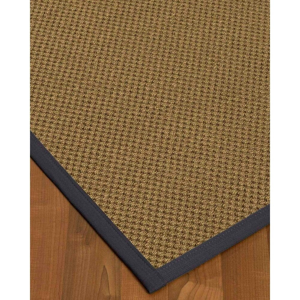 Natural Area Rugs, 100% Natural Fiber Handmade Kansas, Grey Sisal Rug 10' Square, Midnight Blue Border - 10' x 10'