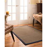 Natural Area Rugs, 100% Natural Fiber Handmade Kansas, Grey Sisal Rug 10' Square, Midnight Blue Border - 10' x 10'