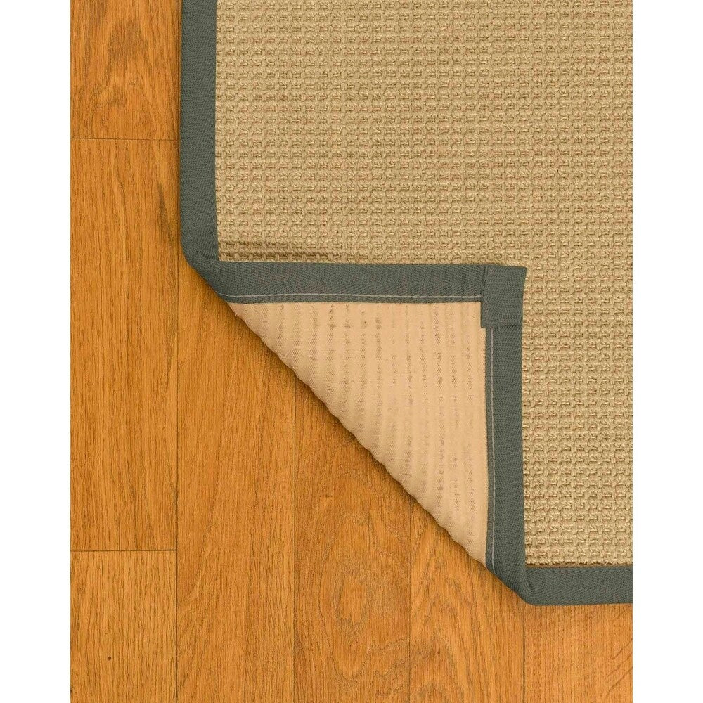 Natural Area Rugs, 100% Natural Fiber Handmade Logan, Beige Sisal Rug 6' Square, Green Border - 6' x 6'