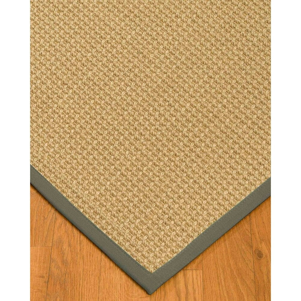 Natural Area Rugs, 100% Natural Fiber Handmade Logan, Beige Sisal Rug 6' Square, Green Border - 6' x 6'