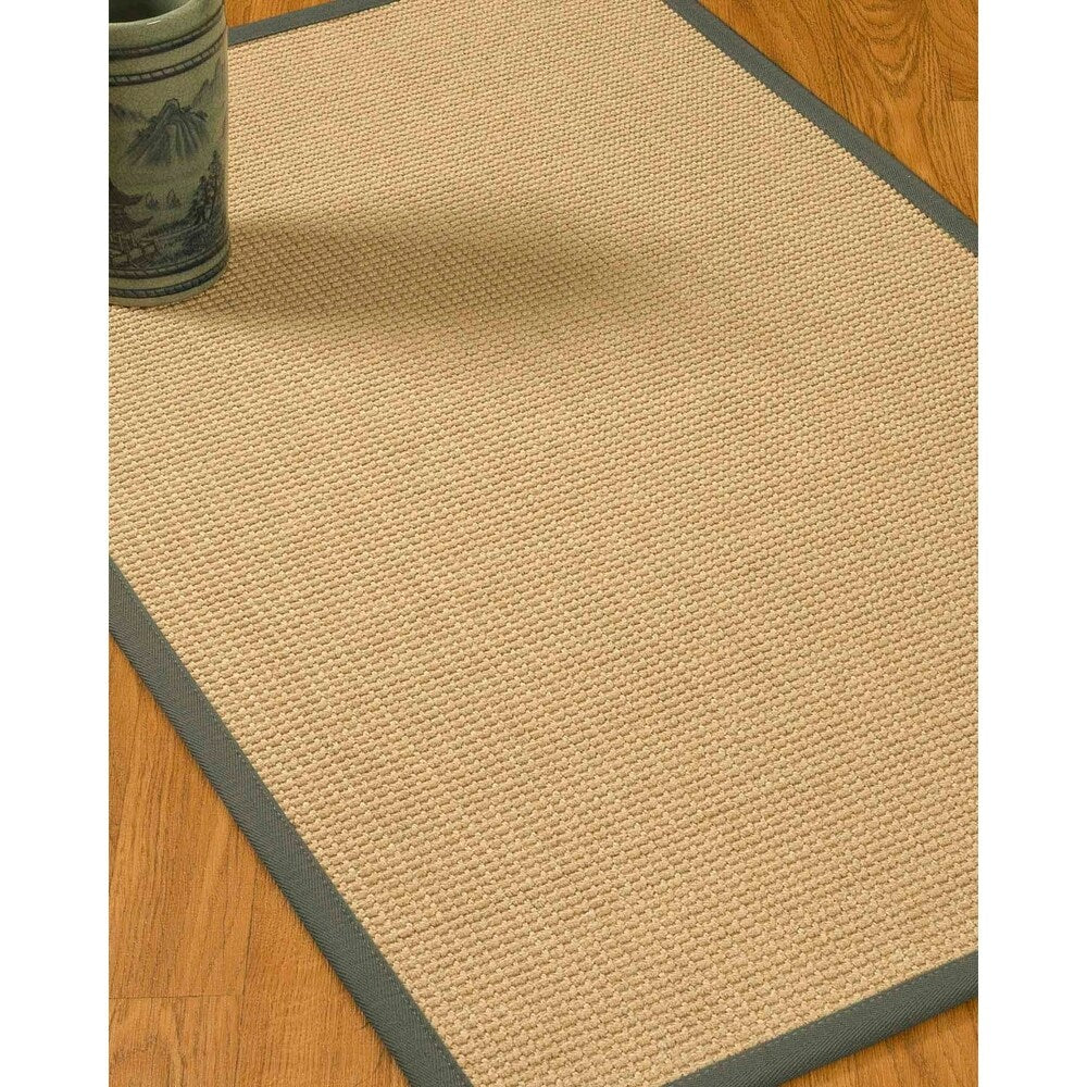 Natural Area Rugs, 100% Natural Fiber Handmade Logan, Beige Sisal Rug 6' Square, Green Border - 6' x 6'