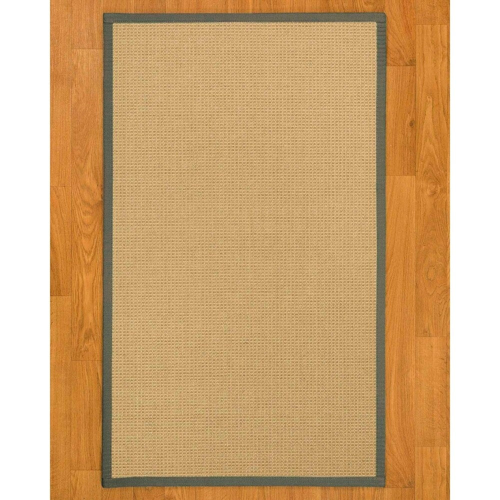 Natural Area Rugs, 100% Natural Fiber Handmade Logan, Beige Sisal Rug 6' Square, Green Border - 6' x 6'