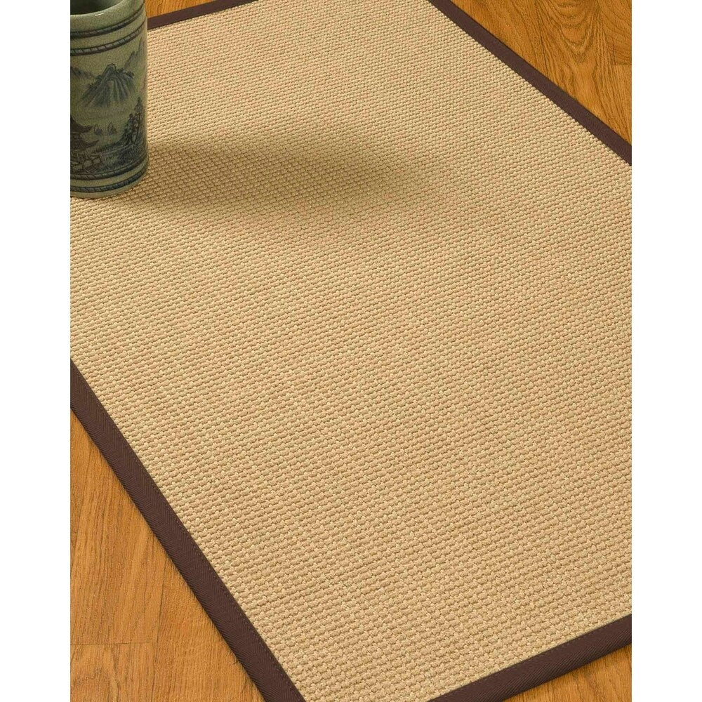 Natural Area Rugs, 100% Natural Fiber Handmade Logan, Beige Sisal Rug 8' Square, Fudge Border - 8' x 8'