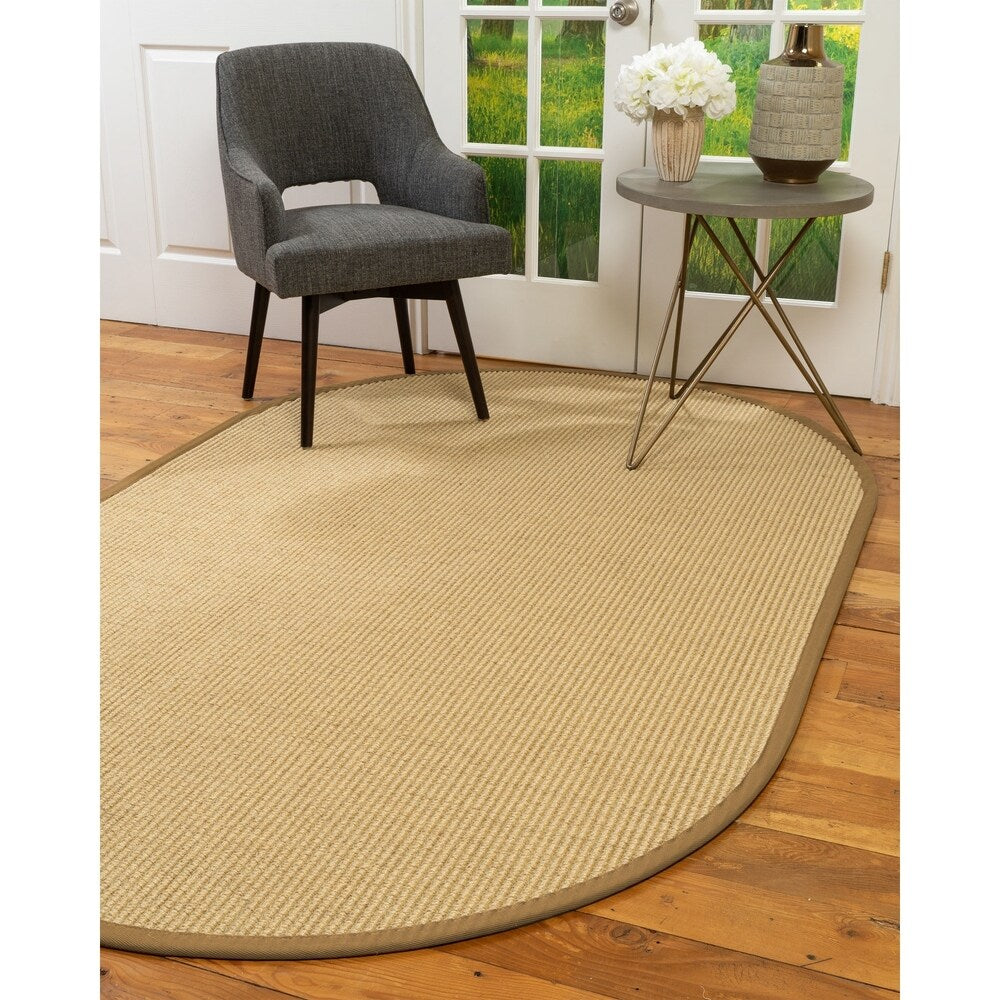 Natural Area Rugs, 100% Natural Fiber Handmade Lucca, 5' Octagon Beige Sisal Rug, Doe Border - 5' x 5'