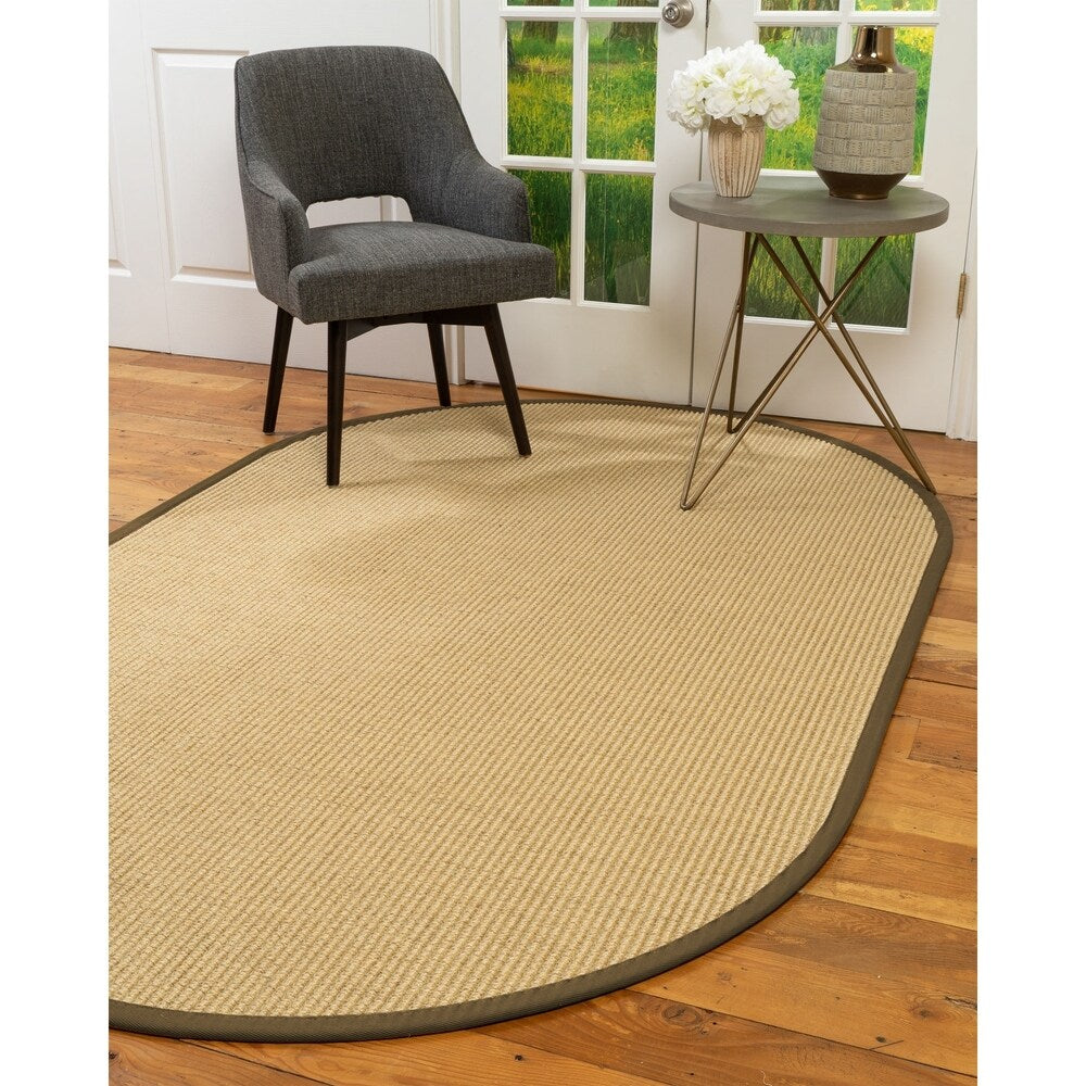 Natural Area Rugs, 100% Natural Fiber Handmade Lucca, 6' Octagon Beige Sisal Rug, Malt Border - 6' x 6' Octagon