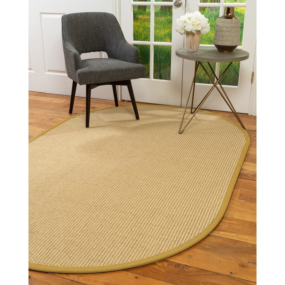 Natural Area Rugs, 100% Natural Fiber Handmade Lucca, 6' Octagon Beige Sisal Rug, Tan Border - 6' x 6'