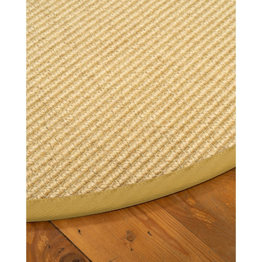 Natural Area Rugs, 100% Natural Fiber Handmade Lucca, 6' Octagon Beige Sisal Rug, Tan Border - 6' x 6'