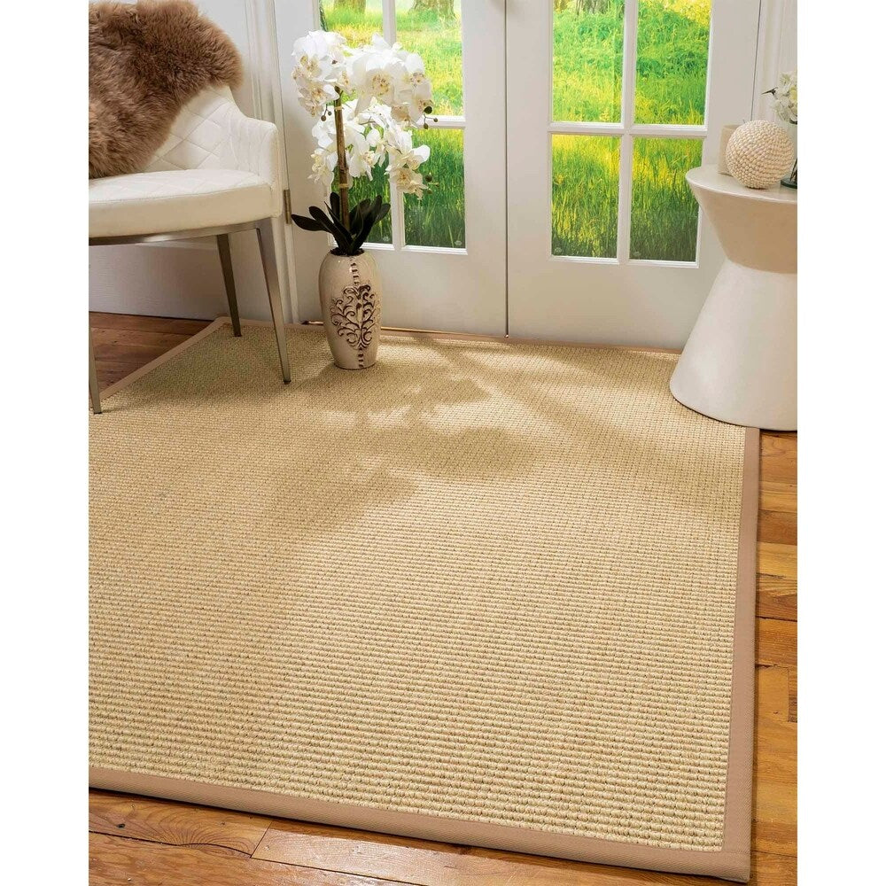 Natural Area Rugs, 100% Natural Fiber Handmade Lucca, 8' Octagon Beige Sisal Rug, Wheat Border - 8' x 8' Octagon