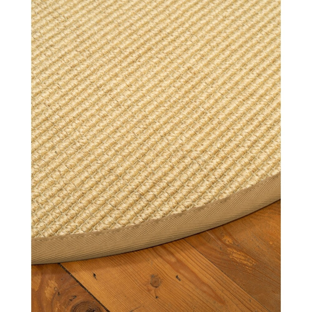 Natural Area Rugs, 100% Natural Fiber Handmade Lucca, Beige Sisal Oval Rug (6'X9'), Khaki Border - 6' x 9' Oval