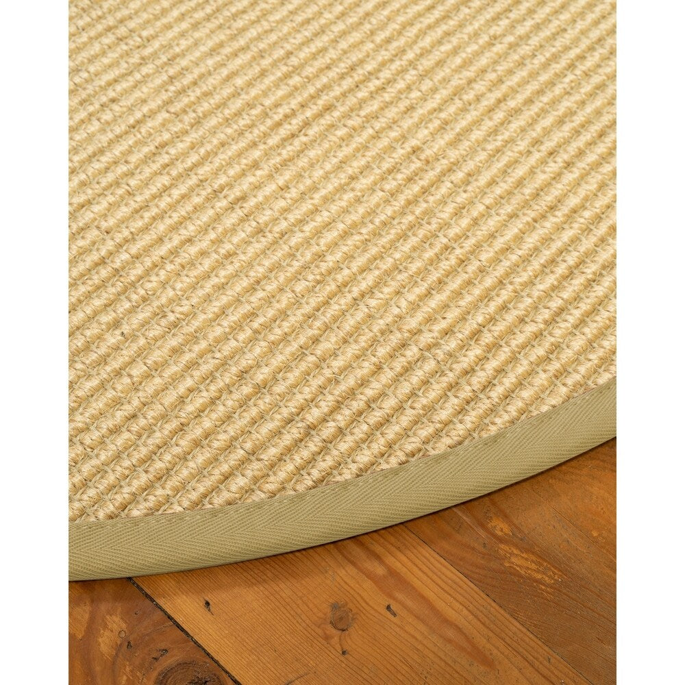Natural Area Rugs, 100% Natural Fiber Handmade Lucca, Beige Sisal Oval Rug (6'X9'), Sage Border - 6' x 9' Oval