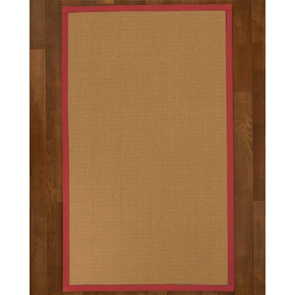 Natural Area Rugs 100%, Natural Fiber Handmade Majesty, Beige Wool/Sisal Rug, Red Border - 2'6" x 8'