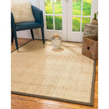 Natural Area Rugs, 100% Natural Fiber Handmade Miami, Natural Seagrass Rug 8' Square, Fossil Border - 8' x 8'