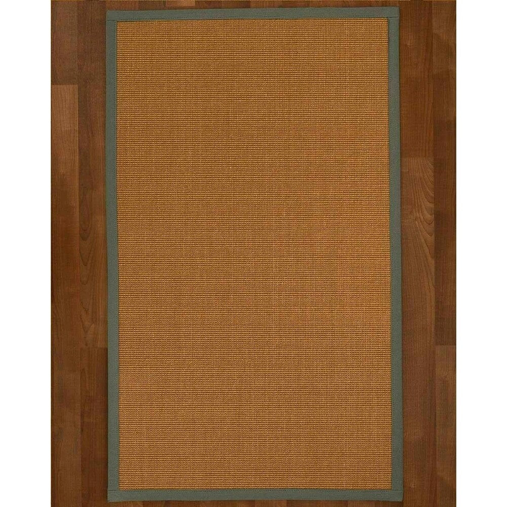 Natural Area Rugs, 100% Natural Fiber Handmade Moda, Light Brown Sisal Rug 8' Square, Green Border - 8' x 8'