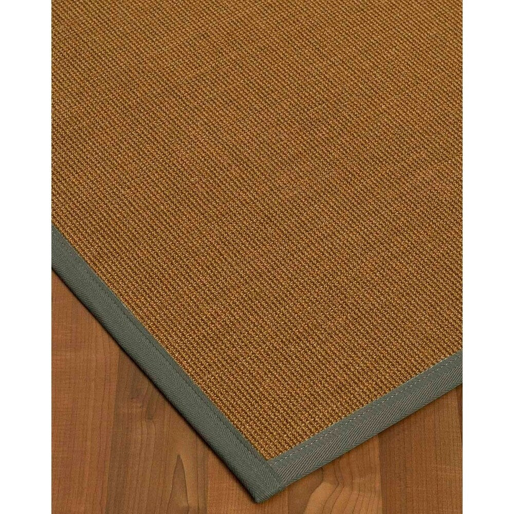 Natural Area Rugs, 100% Natural Fiber Handmade Moda, Light Brown Sisal Rug 8' Square, Green Border - 8' x 8'
