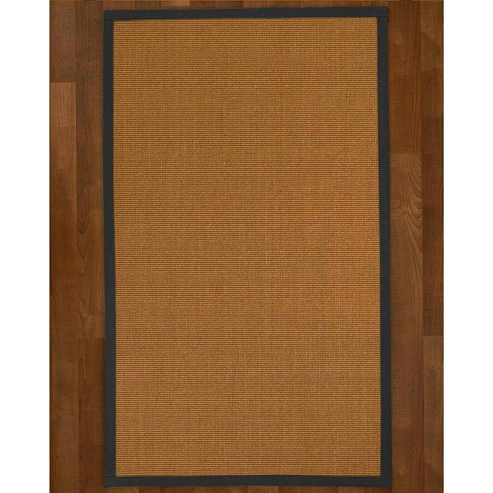 Natural Area Rugs 100%, Natural Fiber Handmade Moda, Light Brown Sisal Rug, Black Border - 4' x 6'