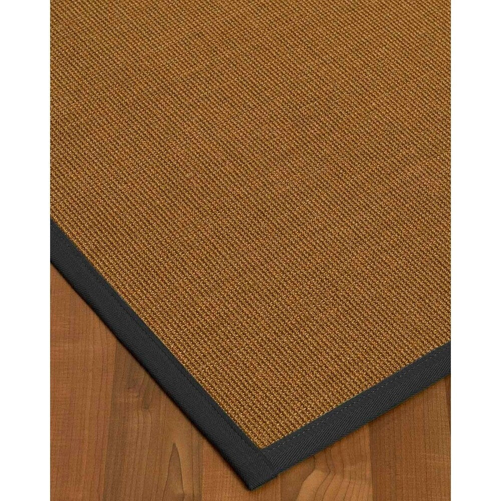 Natural Area Rugs 100%, Natural Fiber Handmade Moda, Light Brown Sisal Rug, Black Border - 4' x 6'