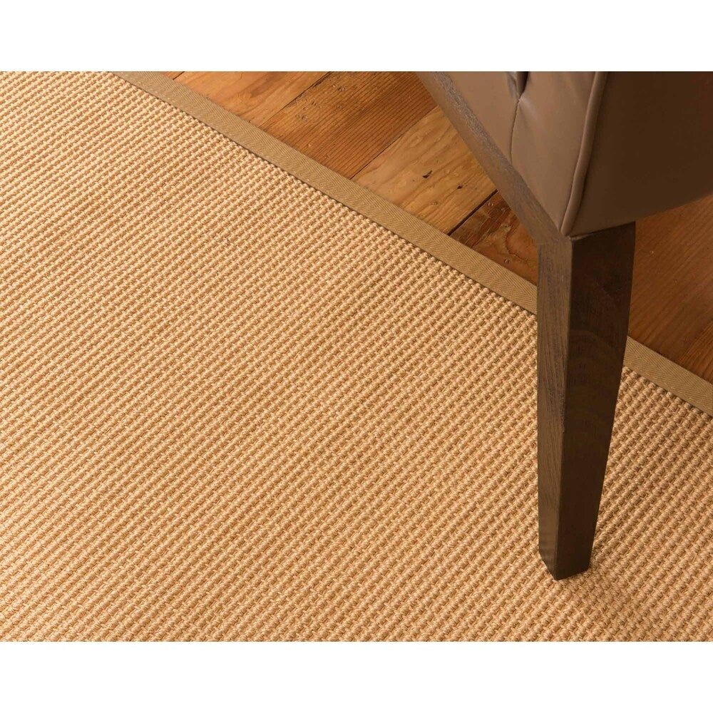 Natural Area Rugs 100%, Natural Fiber Handmade Moda, Light Brown Sisal Rug, Khaki Border - 2' x 3'