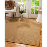 Natural Area Rugs 100%, Natural Fiber Handmade Moda, Light Brown Sisal Rug, Khaki Border - 2' x 3'