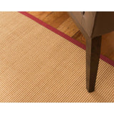 Natural Area Rugs 100%, Natural Fiber Handmade Moda, Light Brown Sisal Rug, Red Border - 2'6" x 14'