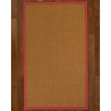Natural Area Rugs 100%, Natural Fiber Handmade Moda, Light Brown Sisal Rug, Red Border - 2'6" x 14'