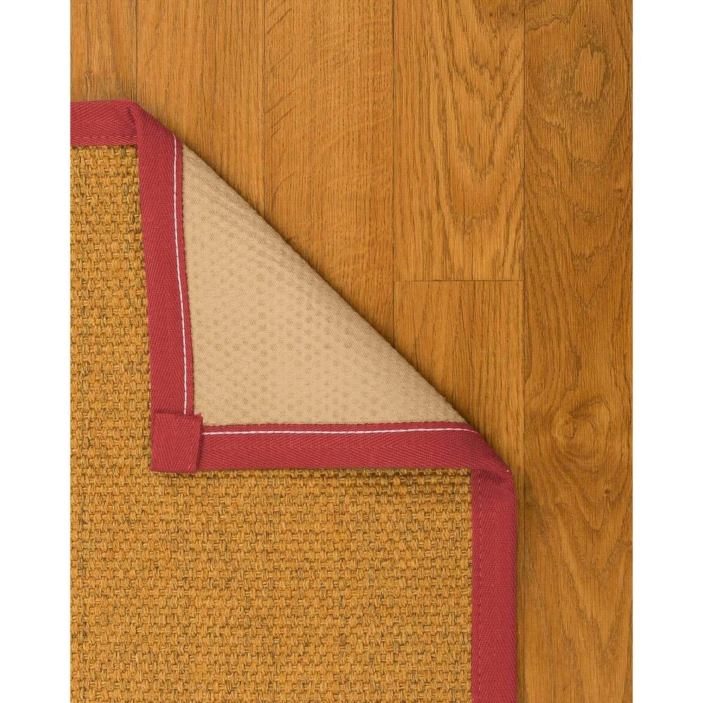 Natural Area Rugs 100%, Natural Fiber Handmade Niagara, Gold/Multi Sisal Rug, Red Border - 12' x 15'