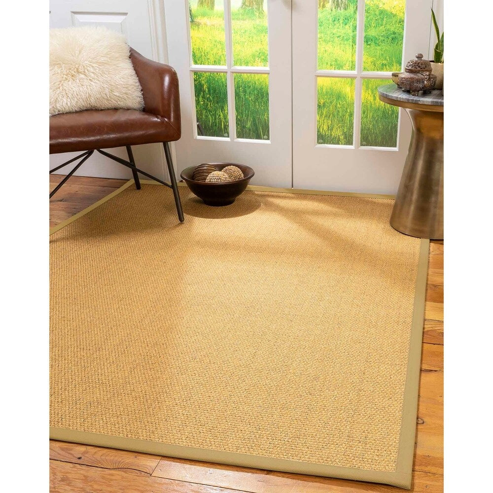 Natural Area Rugs 100%, Natural Fiber Handmade Niagara, Gold/Multi Sisal Rug, Sage Border - 12' x 18'