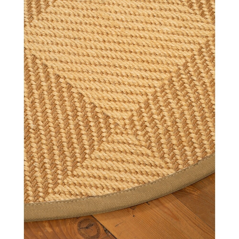 Natural Area Rugs, 100% Natural Fiber Handmade Osaka, Bronze/Gold Sisal Oval Rug (6'X9'), Khaki Border - 6' x 9' Oval