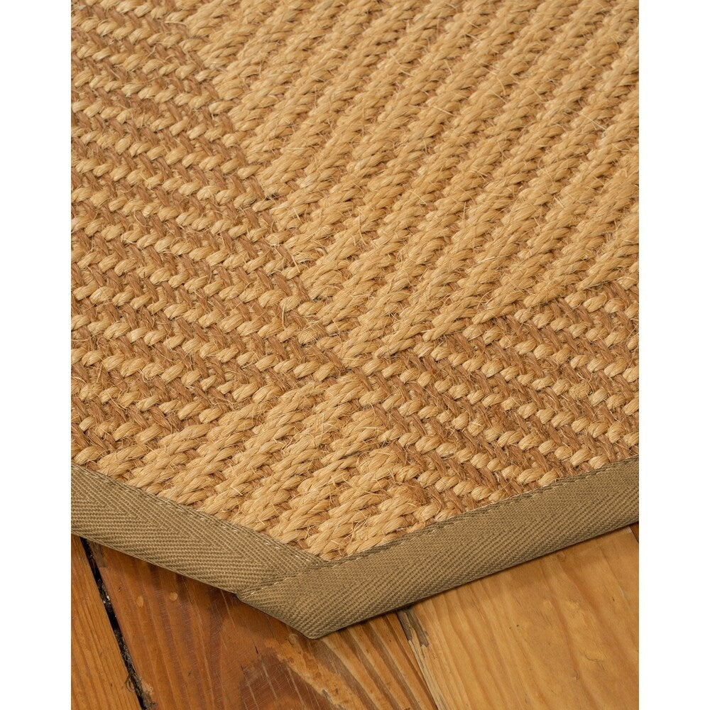 Natural Area Rugs, 100% Natural Fiber Handmade Osaka, Bronze/Gold Sisal Oval Rug (8'X10'), Doe Border - 8'x10'