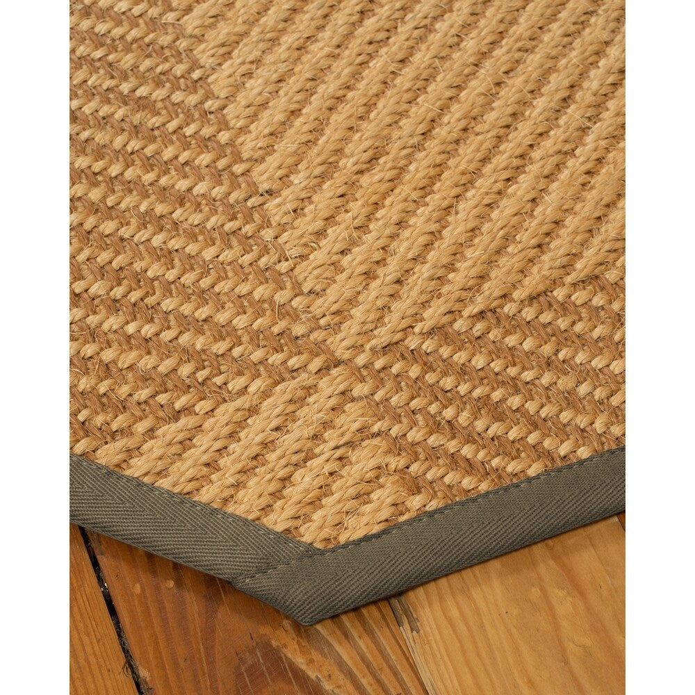 Natural Area Rugs, 100% Natural Fiber Handmade Osaka, Bronze/Gold Sisal Oval Rug (8'X10'), Fossil Border - 8'x10'