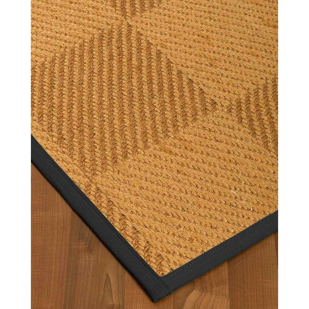 Natural Area Rugs, 100% Natural Fiber Handmade Osaka, Bronze/Gold Sisal Rug 6' Square, Black Border - 6' x 6' Square