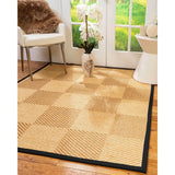 Natural Area Rugs, 100% Natural Fiber Handmade Osaka, Bronze/Gold Sisal Rug 6' Square, Black Border - 6' x 6' Square