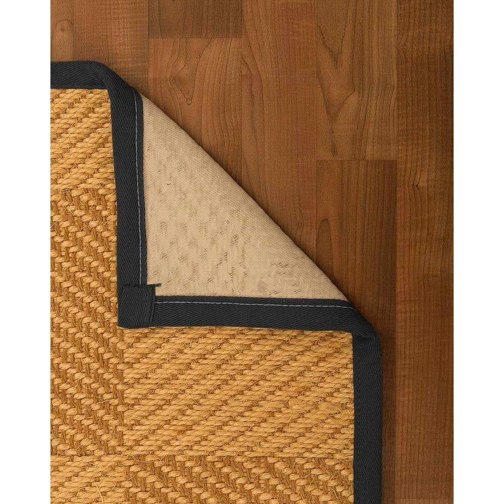 Natural Area Rugs, 100% Natural Fiber Handmade Osaka, Bronze/Gold Sisal Rug 6' Square, Black Border - 6' x 6' Square