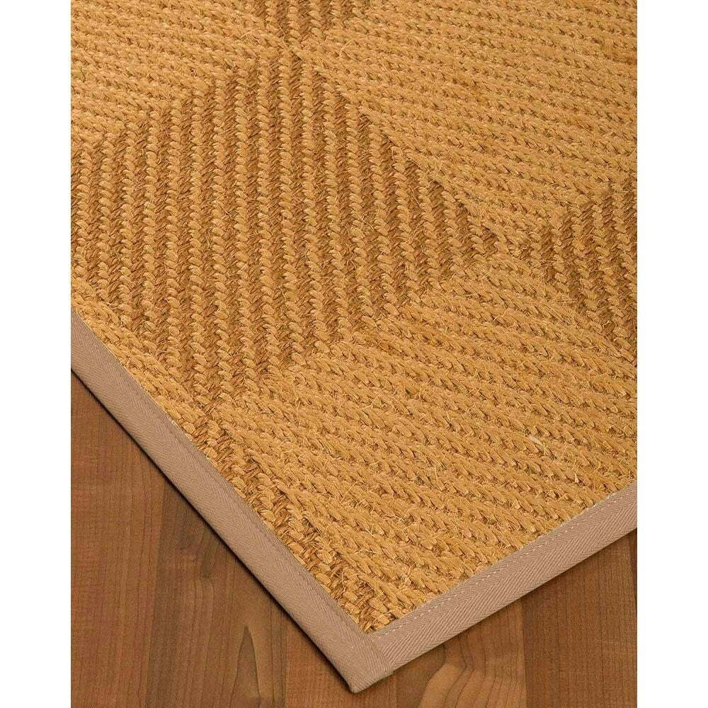 Natural Area Rugs, 100% Natural Fiber Handmade Osaka, Bronze/Gold Sisal Rug 6' Square, Wheat Border - 6' x 6' Square