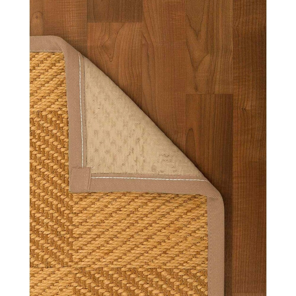 Natural Area Rugs, 100% Natural Fiber Handmade Osaka, Bronze/Gold Sisal Rug 6' Square, Wheat Border - 6' x 6' Square
