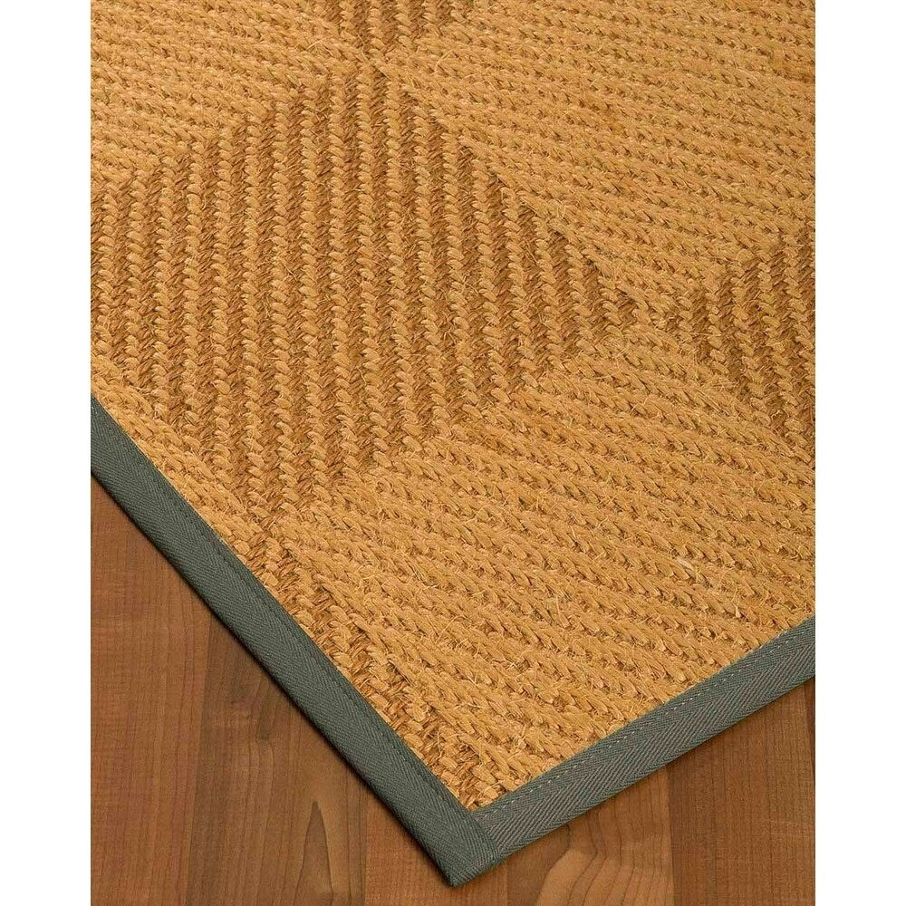 Natural Area Rugs, 100% Natural Fiber Handmade Osaka, Bronze/Gold Sisal Rug 8' Square, Green Border - 8' x 8' Square