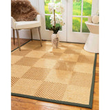 Natural Area Rugs, 100% Natural Fiber Handmade Osaka, Bronze/Gold Sisal Rug 8' Square, Green Border - 8' x 8' Square